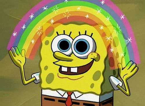 spongebob rainbow meme template