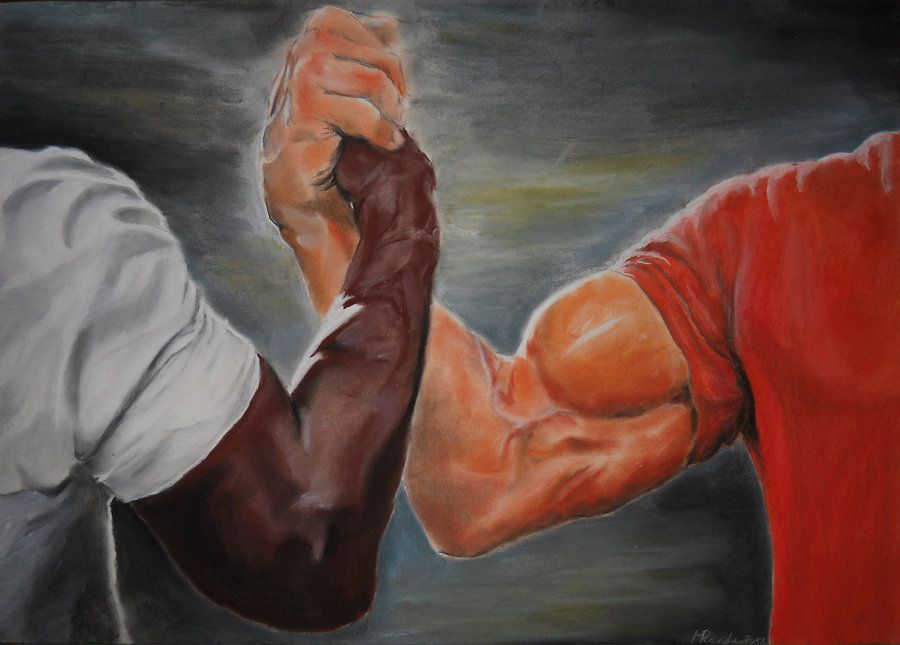 black white arms meme template