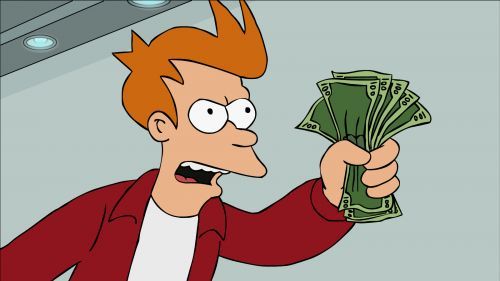 shut up and take my money fry meme template