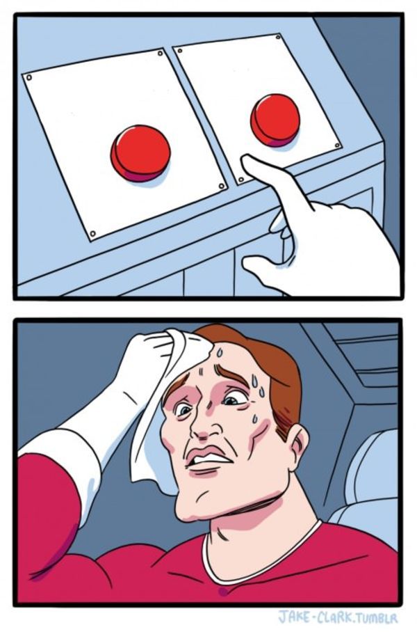 two buttons meme template
